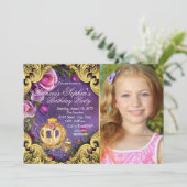 一度の時間のおとぎ話のプリンセス誕生日パーティー 招待状 (スタンド正面)