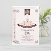 一度の時間ストーリーブックピンクの赤ちゃんシャワー 招待状 (スタンド正面)