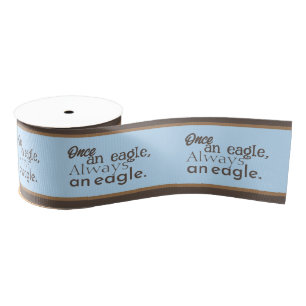 一度はワシ、常にワシ。ブラウンパステルブルー グログランリボン