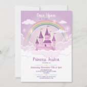 一度オンザタイムプリンセス誕生日キャッスルパープル 招待状 (正面)