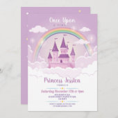 一度オンザタイムプリンセス誕生日キャッスルパープル 招待状 (正面/裏面)