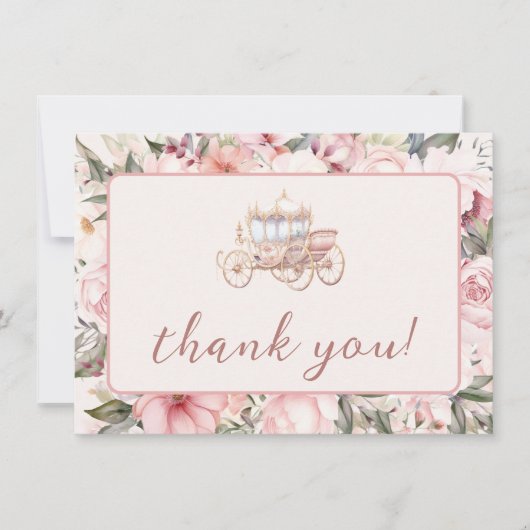 一度ピンクのプリンセス赤ちゃんシャワー サンキューカード (正面)