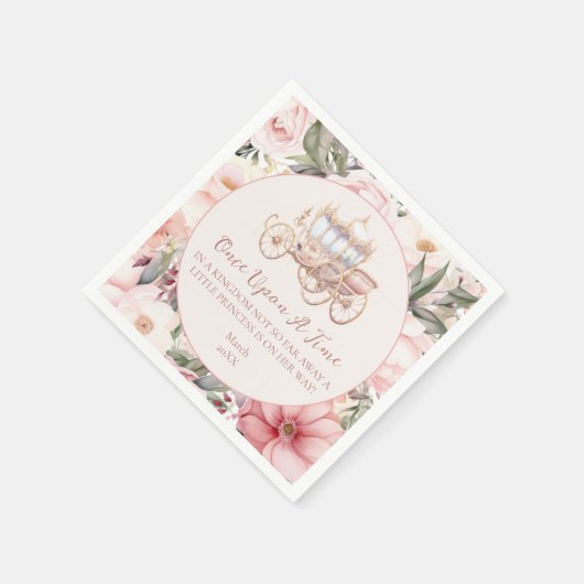 一度ピンクのプリンセス赤ちゃんシャワー スタンダードカクテルナプキン (角)