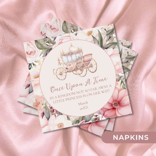 一度ピンクのプリンセス赤ちゃんシャワー スタンダードカクテルナプキン