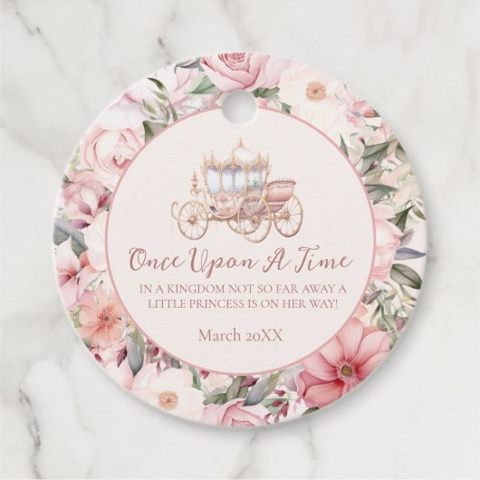 一度ピンクのプリンセス赤ちゃんシャワー フェイバータグ (正面)