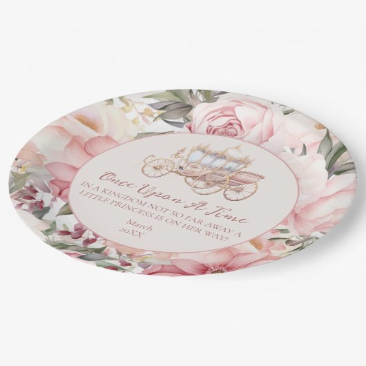 一度ピンクのプリンセス赤ちゃんシャワー ペーパープレート (アングル)