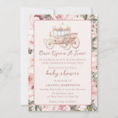 一度ピンクのプリンセス赤ちゃんシャワー 招待状 (正面)