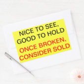 一度壊れたら販売終了 長方形シール (封筒)