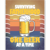 一度生き延びに1本のビールを飲む父親 シール (正面)