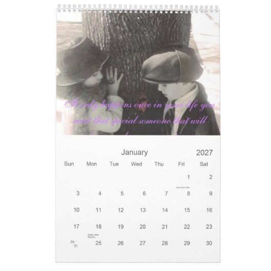 一度花嫁に私の生命のための… カレンダー (1月 2027)