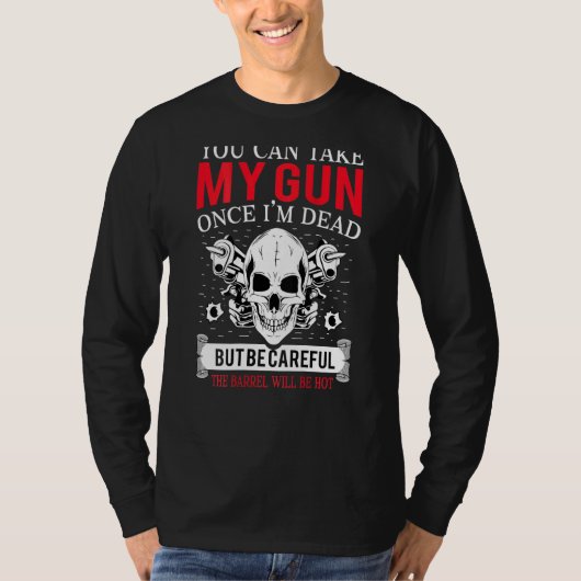 一度銃を持って死んだスカルスケルトン Tシャツ (正面)