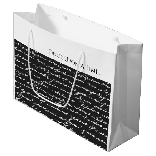 一度、タイムストーリー白黒手書き ラージペーパーバッグ (正面アングル)