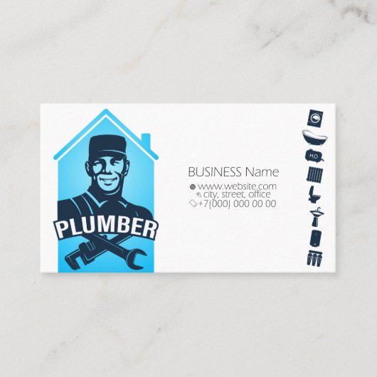 一律修理給排水衛生設備の名刺の配管工 名刺 (正面)