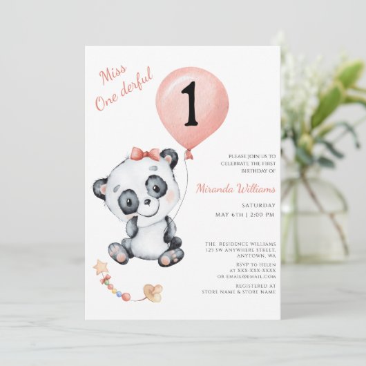 一恋しく思人のダフルな赤ちゃん女の子の誕生日 招待状 (スタンド正面)