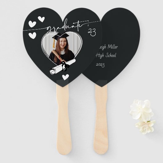 一意の人気があるフレーム付きハート ハンドファン (正面&裏面)