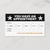一括アポイントメントカード(白黒のアラーム) 予約カード (正面)