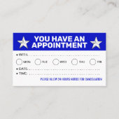 一括アポイントメントカード（青と白のアラーム） 予約カード (正面)