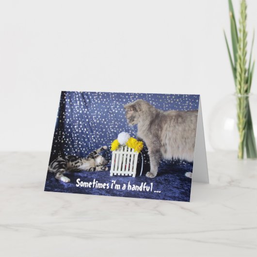 一握りのキッド（または猫）から – パパの日 カード (正面)