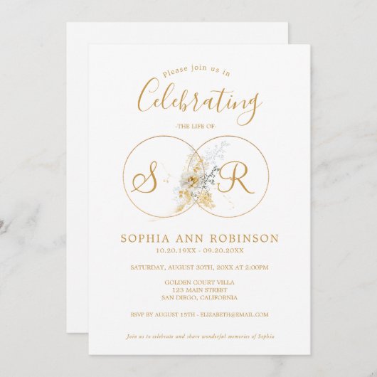 一文字お祝い追悼式 招待状 (正面/裏面)