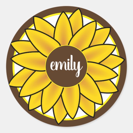 一文字のひまわり ラウンドシール (正面)