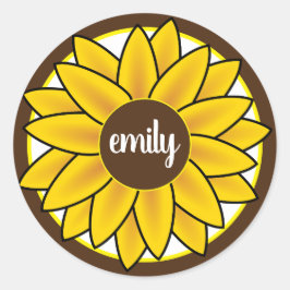 一文字のひまわり ラウンドシール