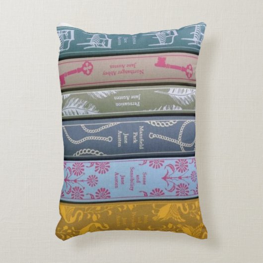 一方がジェーン・オースティンで他方が彼女の本 アクセントクッション (正面(垂直))