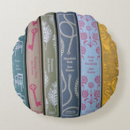 一方がジェーン・オースティンで他方が彼女の本 ラウンドクッション