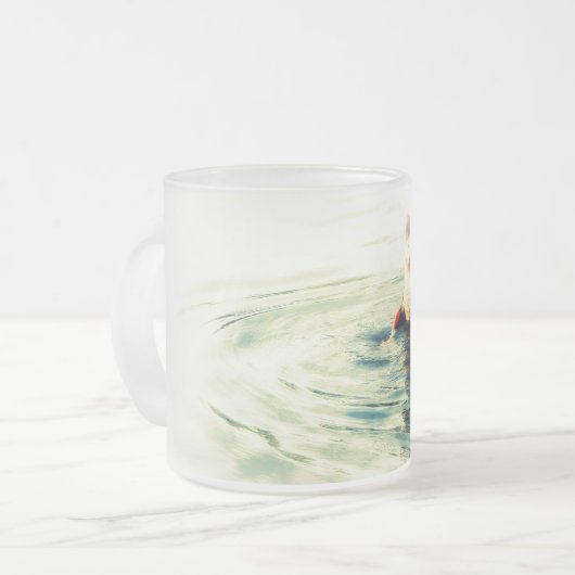 一方の端! お尻を引込めて下さい フロストグラスマグカップ (正面左)