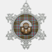 一族のアンダーソンのタータンチェックおよびSporran スノーフレークピューターオーナメント (正面)