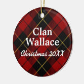 一族のウォーレスのスコットランドの赤くおよび黒いタータンチェック セラミックオーナメント (左)