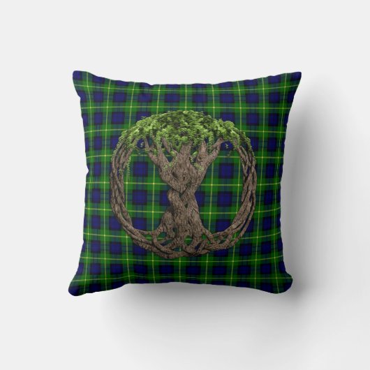 一族のゴードンのタータンチェックそしてケルト族の生命の樹 クッション (裏面)
