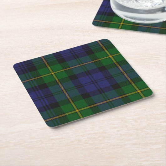 一族のゴードンの格子縞の紙のコースター スクエアペーパーコースター (アングル)