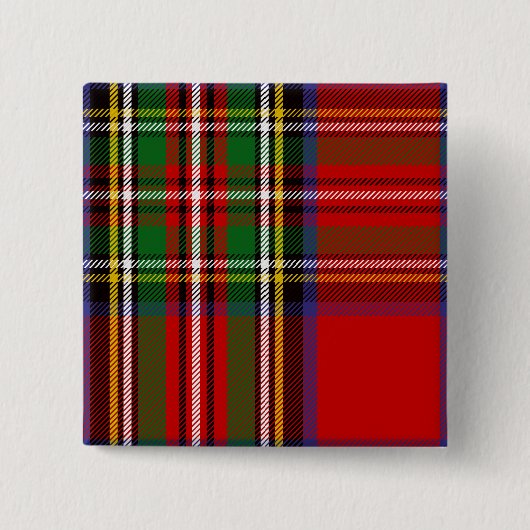 一族のステュワートのタータンチェック 缶バッジ (正面)