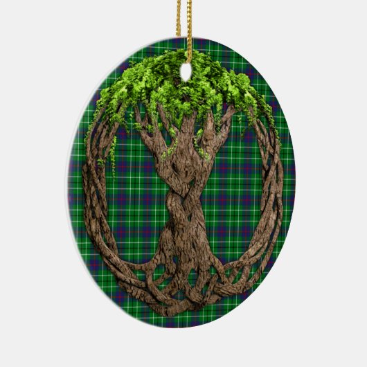 一族のダンカンのタータンチェックそしてケルト族の生命の樹 セラミックオーナメント (右)
