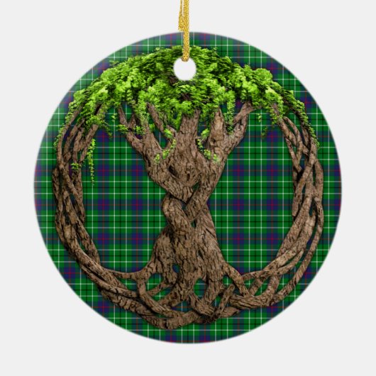 一族のダンカンのタータンチェックそしてケルト族の生命の樹 セラミックオーナメント (裏面)