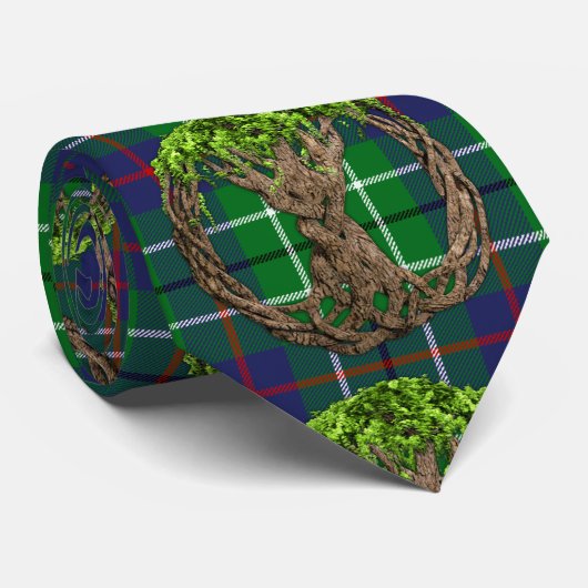 一族のダンカンのタータンチェックそしてケルト族の生命の樹 ネクタイ (ロール)