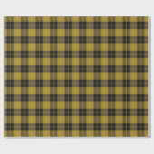 一族のバークレイのスコットランド人は黄色く黒いタータンチェックに服を着せます ラッピングペーパー (フラット)
