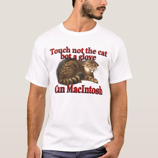 一族のマッキントッシュのTouchない猫の馬蝿の幼虫手袋 Tシャツ (正面)