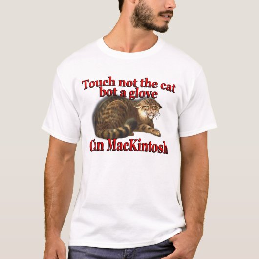 一族のマッキントッシュのTouchない猫の馬蝿の幼虫手袋 Tシャツ (正面)