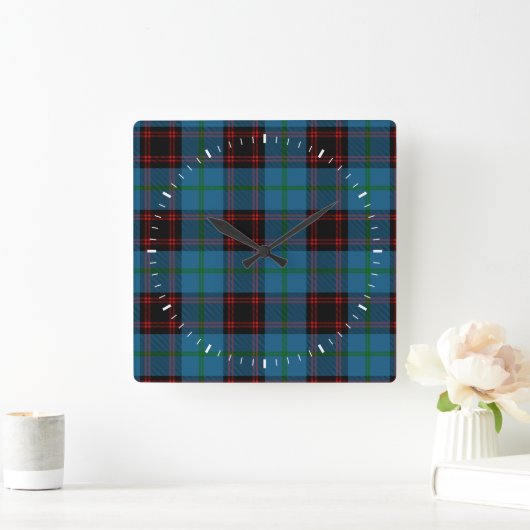 一族の家のタータンチェック スクエア壁時計 (ホーム)