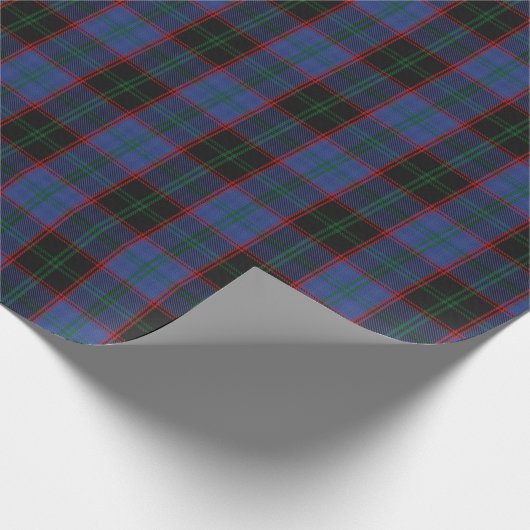 一族の家の青緑の黒の赤いスコットランドのタータンチェック ラッピングペーパー (角)