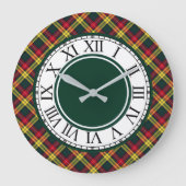 一族のBuchananのタータンチェックのボーダー ラージ壁時計 (正面)