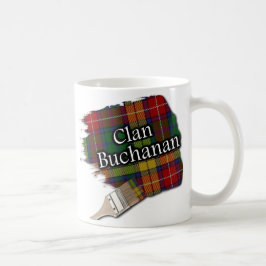 一族のBuchananのタータンチェックの絵筆のコップのマグ コーヒーマグカップ