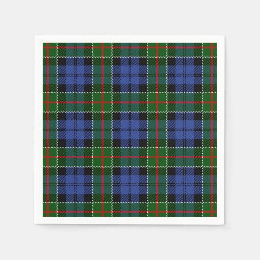 一族のColquhounのタータンチェック スタンダードカクテルナプキン (正面)