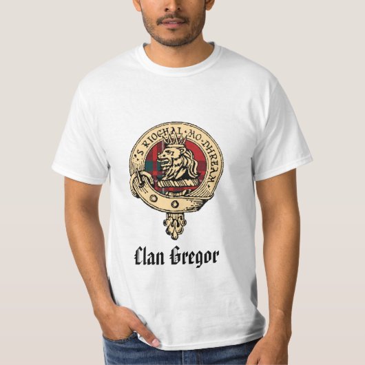 一族のGregorの未加工バッジのタータンチェック Tシャツ (正面)