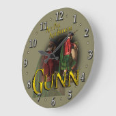 一族のGunnのスコットランドのタータンチェック ラージ壁時計 (傾斜)