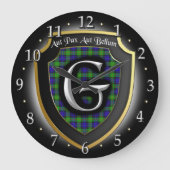 一族のGunnのタータンチェックの時計 ラージ壁時計 (正面)