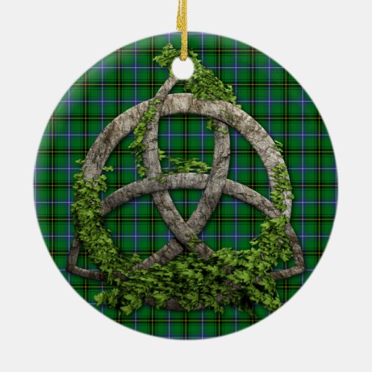 一族のHendersonのケルト族の三位一体の結び目およびタータンチェック セラミックオーナメント (裏面)