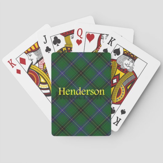 一族のHendersonのスコットランド人のタータンチェック トランプ (裏面)