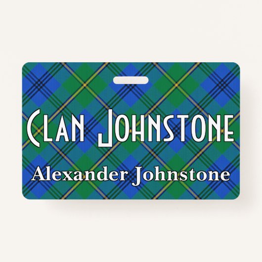 一族のJohnstoneてきぱきとしているジョンソンのタータンチェック バッジ (正面)